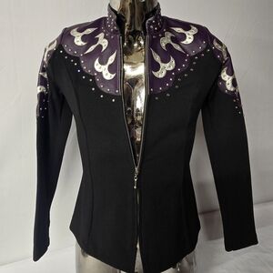 VINTAGE 90s Natural Born Wild Western Jacket Purple Leather Rhinestone